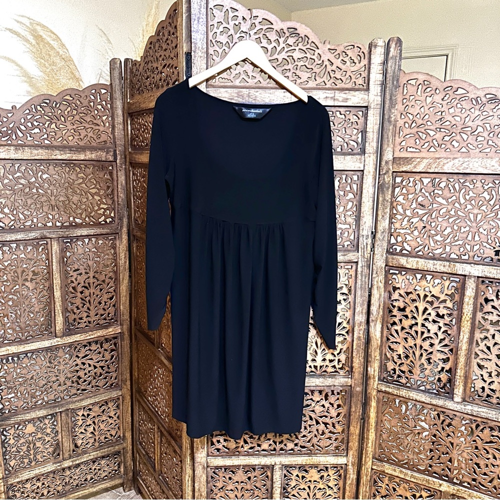 Normal Kamali Scoop Neck Empire Waist Jersey Ruched Long Sleeve Dress Sz XL - Picture 2 of 8